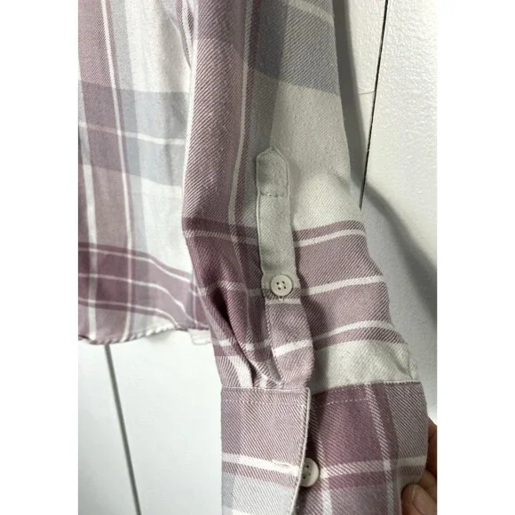 Banana Republic Boyfriend Fit Flannel Shirt Lilac/white Size Small - Picture 4 of 6